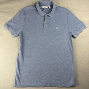 Lacoste Polo Shirt Mens M Blue Regular Fit Classic Preppy Croc Logo Cotton Peru